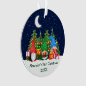 Baby First Christmas Lights Watercolor Gnomes Sky Ornament (Vorderseite)