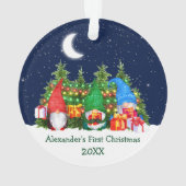 Baby First Christmas Lights Watercolor Gnomes Sky Ornament (Rückseite)