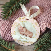 Baby First Christmas Magic Gold Snowflakes Foto Ornament