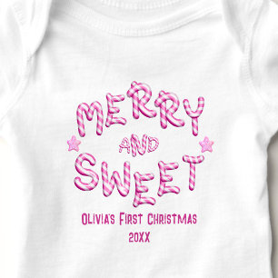 Baby First Christmas Merry und Sweet Candy Cane Strampler