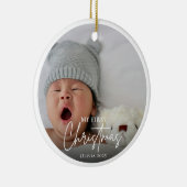 Baby First Christmas Modernes, einfaches Foto Temp Keramik Ornament (Rechts)