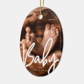 Baby First Christmas Modernes elegantes Foto Keramik Ornament (Links)
