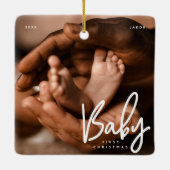 Baby First Christmas Modernes elegantes Foto Keramikornament (Rückseite)