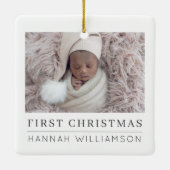 Baby First Christmas Modernes Minimalistisches Fot Keramikornament (Rückseite)