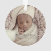 Baby First Christmas Modernes Minimalistisches Fot Ornament (Rückseite)