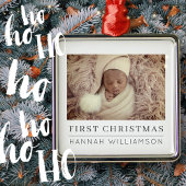 Baby First Christmas Modernes Minimalistisches Fot Ornament Aus Metall