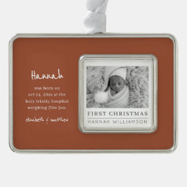 Baby First Christmas Modernes Minimalistisches Fot Rahmen-Ornament Silber