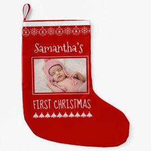 Baby First Christmas Name Foto Ornaments Kleiner Weihnachtsstrumpf