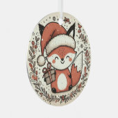 Baby First Christmas Niedlich Fox Ornament Aus Metall (Vorderseite Rechts)