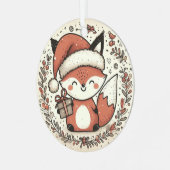Baby First Christmas Niedlich Fox Ornament Aus Metall (Vorderseite links)