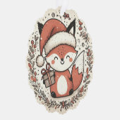 Baby First Christmas Niedlich Fox Ornament Karte (Rechts)