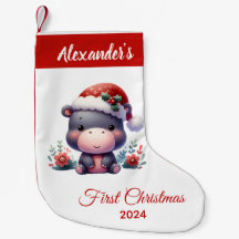 Baby First Christmas niedlich Hippo personalisiert