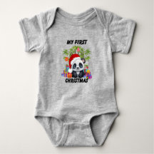 Baby First Christmas Niedlich Panda Bear Bodysuit