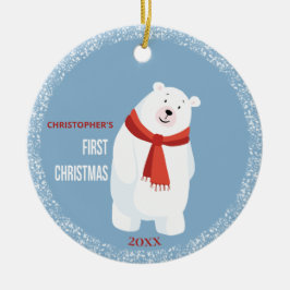 Baby First Christmas Niedlich Polar Bär Keramik Ornament