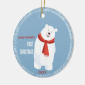Baby First Christmas Niedlich Polar Bär Keramik Ornament (Links)