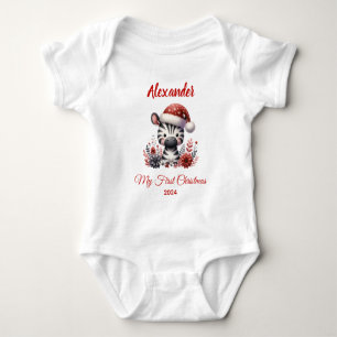 Baby First Christmas niedlichen Zebra personalisie Strampler