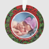 Baby First Christmas niedliches Foto Ornament (Vorderseite)