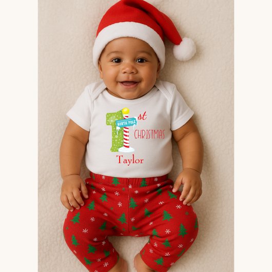 Baby First Christmas North Pole Thema Baby Strampler