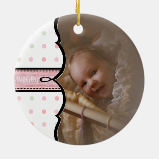Baby First Christmas Ornament - French Bow Swirl (Hinten)