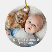 Baby First Christmas Personalisiert Simple Foto Keramik Ornament (Vorne)
