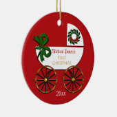 Baby First Christmas Personalisierte Verzierung Keramik Ornament (Rechts)