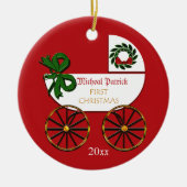Baby First Christmas Personalisierte Verzierung Keramik Ornament (Vorne)