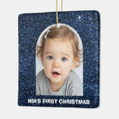 Baby First Christmas Photo Blue Glitter Ornament (Links)