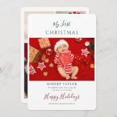 Baby First Christmas Photos Feiertagskarte (Vorne/Hinten)