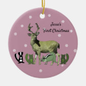 Baby First Christmas Pink Forest Animals Ornament (Vorne)