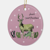 Baby First Christmas Pink Forest Animals Ornament (Links)
