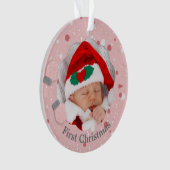 Baby First Christmas Pink Mittens Foto Ornament (Vorderseite)