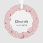 Baby First Christmas Pink Mittens Foto Ornament (Rückseite)