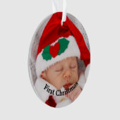 Baby First Christmas Pink Mittens Photo Ornament (Vorderseite)