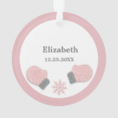 Baby First Christmas Pink Mittens Photo Ornament (Rückseite)