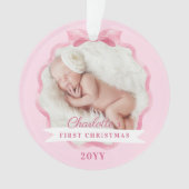 Baby First Christmas Pink Ribbon & Bow Ornament (Vorderseite)