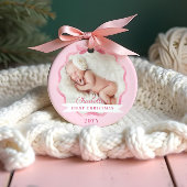 Baby First Christmas Pink Ribbon & Bow Ornament