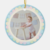 Baby First Christmas Rainbow Blume Rahmen Foto Keramik Ornament (Vorne)