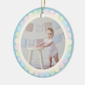 Baby First Christmas Rainbow Blume Rahmen Foto Keramik Ornament (Links)