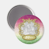 Baby First Christmas Red Green Yellow Dots Magnet (Vorderseite/Rückseite)