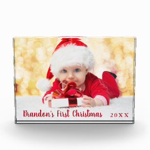 Baby First Christmas Red Script Fotoblock