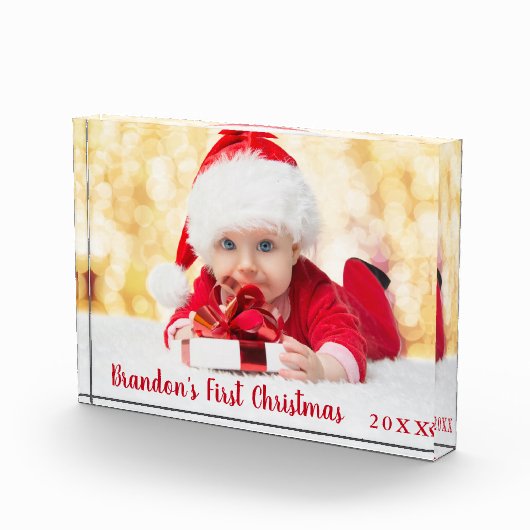 Baby First Christmas Red Script Fotoblock (Rechts)