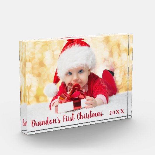 Baby First Christmas Red Script Fotoblock (Links)