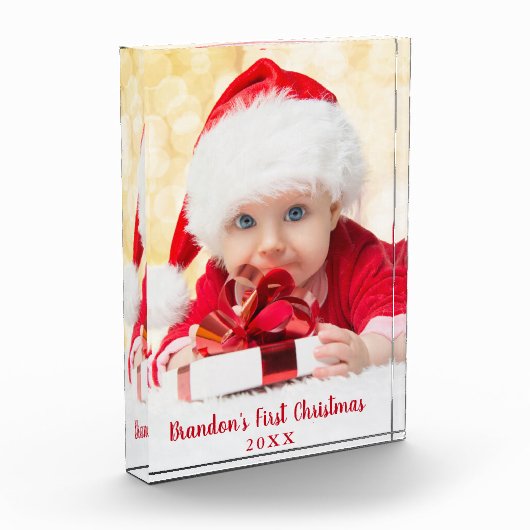 Baby First Christmas Red Script L Fotoblock (Links)