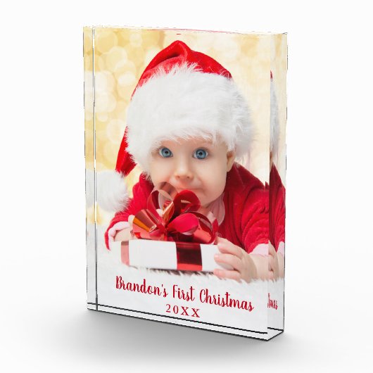 Baby First Christmas Red Script L Fotoblock (Rechts)