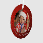 Baby First Christmas Red Snowflake 2 Foto Ornament (Vorderseite)