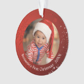 Baby First Christmas Red Snowflake 2 Foto Ornament (Vorderseite)