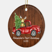 Baby First Christmas Red Truck Elche Rustikale Run Keramik Ornament (Links)