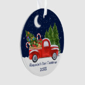 Baby First Christmas Red Truck Forest Stars Sky Ornament (Vorderseite)