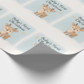 Baby first christmas reindeer cute pastel winter geschenkpapier (Ecke)