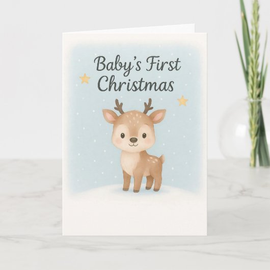 Baby first christmas reindeer sweet gentle holiday karte (Vorderseite)